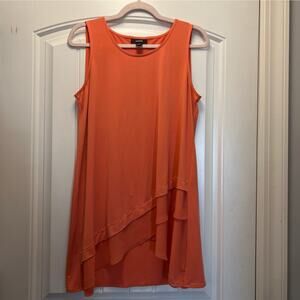 Alfani Women’s Hi-Low Asymmetric Front Sleeveless Tunic Mini Dress Size M Orange